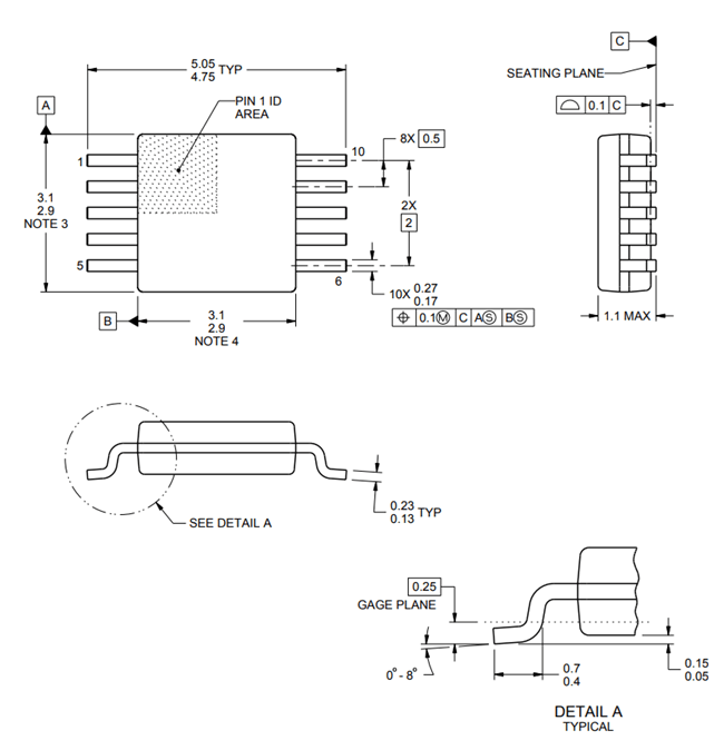 INA226 Mechanical Dimensions