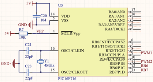 PIC16F716 Peripheral Circuit Diagram